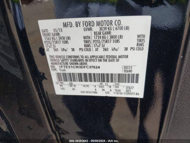 Photo 8 VIN: 1FTEX1CM3DFC37624 - FORD F-150 