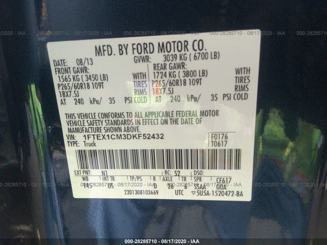 Photo 8 VIN: 1FTEX1CM3DKF52432 - FORD F-150 