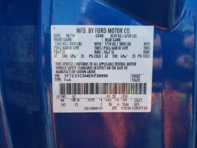 Photo 9 VIN: 1FTEX1CM4EKF26990 - FORD F150 SUPER 