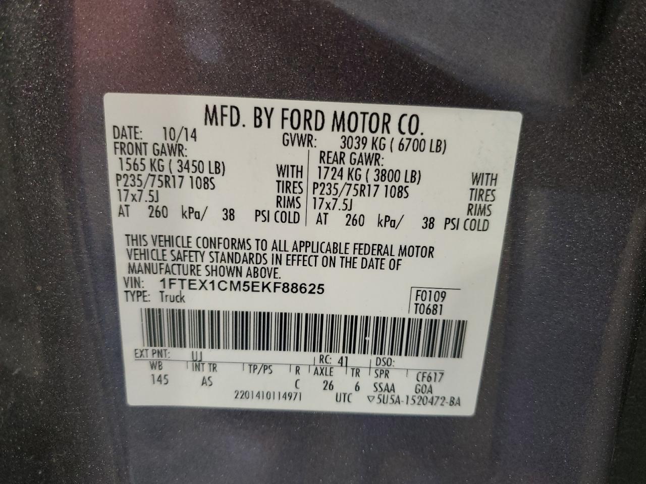 Photo 11 VIN: 1FTEX1CM5EKF88625 - FORD F-150 