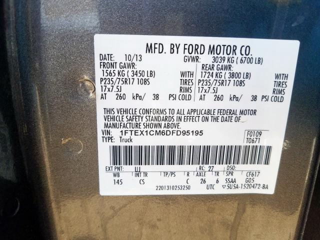 Photo 9 VIN: 1FTEX1CM6DFD95195 - FORD F150 