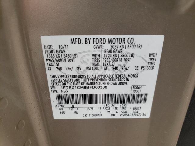 Photo 9 VIN: 1FTEX1CM8BFD03338 - FORD F150 SUPER 