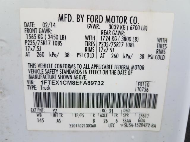 Photo 9 VIN: 1FTEX1CM8EFA89732 - FORD F150 SUPER 