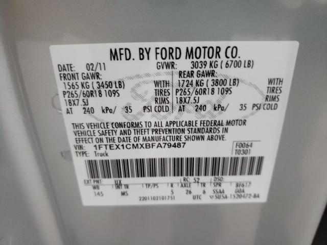 Photo 9 VIN: 1FTEX1CMXBFA79487 - FORD F150 SUPER 