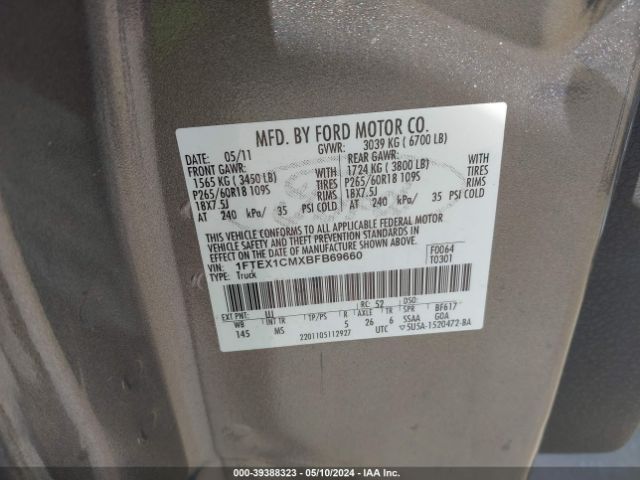 Photo 8 VIN: 1FTEX1CMXBFB69660 - FORD F-150 