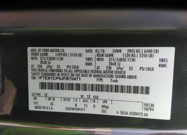 Photo 8 VIN: 1FTEX1CP0JFB70471 - FORD F-150 