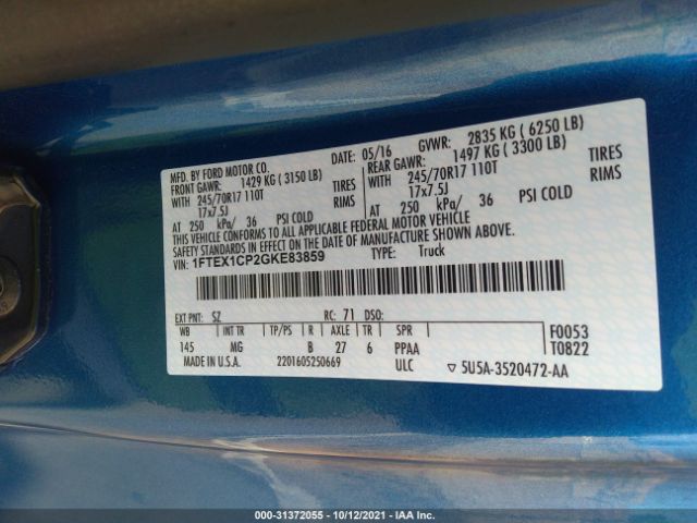 Photo 8 VIN: 1FTEX1CP2GKE83859 - FORD F-150 