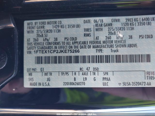 Photo 8 VIN: 1FTEX1CP2JKE75266 - FORD F-150 