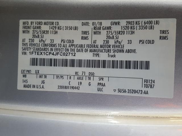 Photo 9 VIN: 1FTEX1CP4JFC02712 - FORD F150 SUPER 