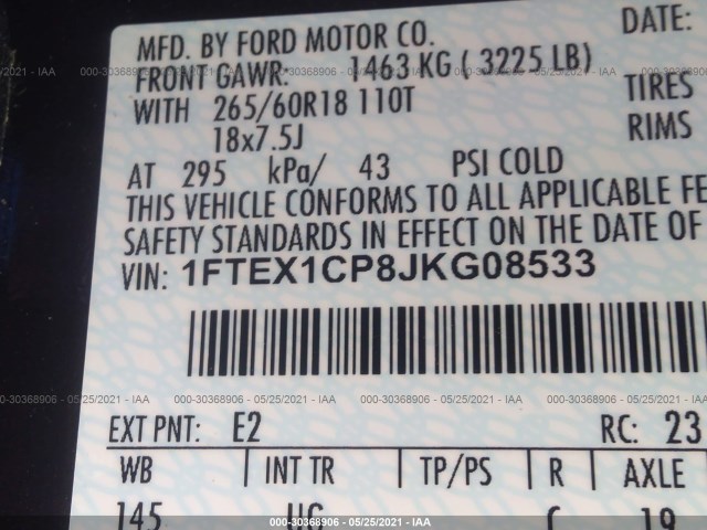 Photo 8 VIN: 1FTEX1CP8JKG08533 - FORD F-150 