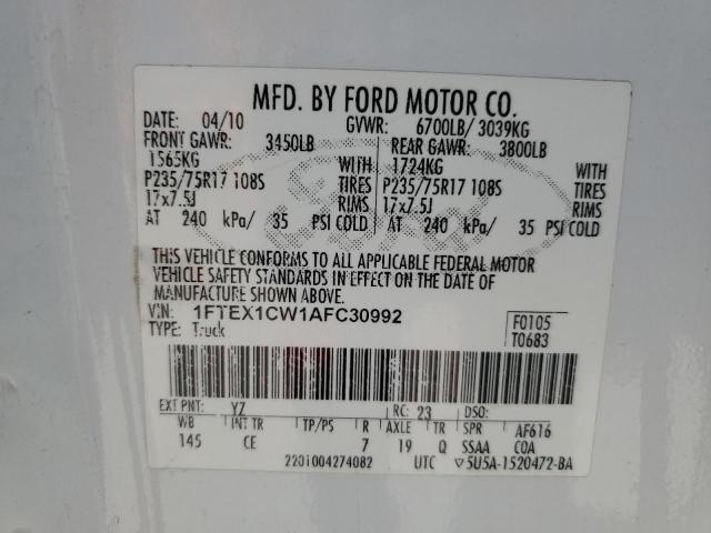 Photo 11 VIN: 1FTEX1CW1AFC30992 - FORD F-150 