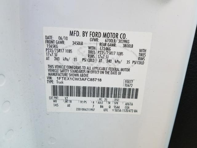 Photo 9 VIN: 1FTEX1CW3AFC85718 - FORD F150 SUPER 