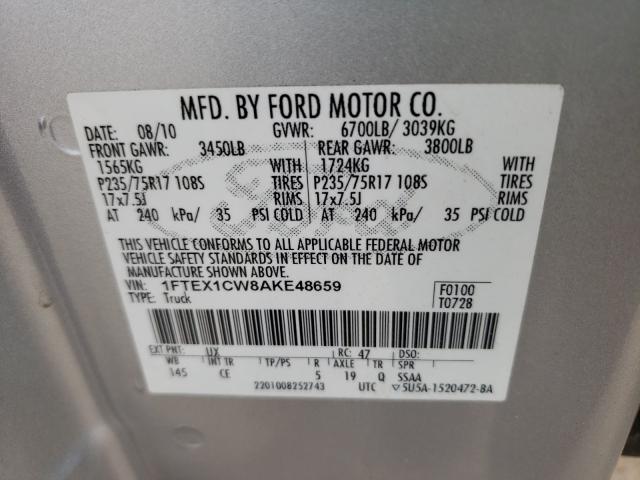 Photo 9 VIN: 1FTEX1CW8AKE48659 - FORD F150 SUPER 