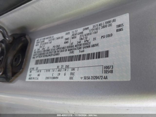 Photo 8 VIN: 1FTEX1E56JKD12583 - FORD F-150 