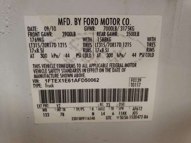 Photo 9 VIN: 1FTEX1E61AFD50062 - FORD F150 SUPER 