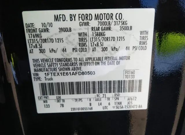 Photo 8 VIN: 1FTEX1E61AFD80503 - FORD F-150 