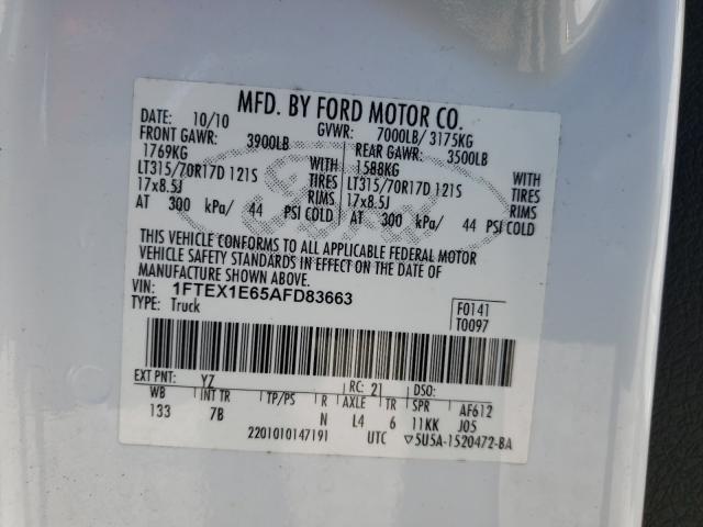 Photo 9 VIN: 1FTEX1E65AFD83663 - FORD F150 SUPER 