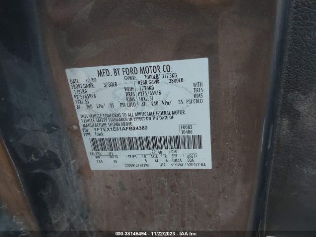 Photo 8 VIN: 1FTEX1E81AFB24380 - FORD F-150 