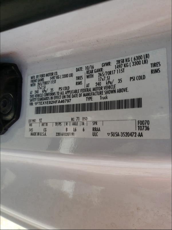 Photo 9 VIN: 1FTEX1E82HFA46797 - FORD F150 SUPER 