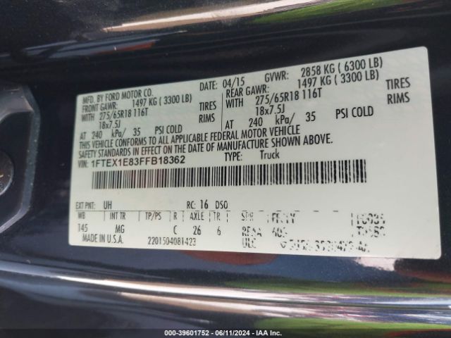 Photo 8 VIN: 1FTEX1E83FFB18362 - FORD F-150 