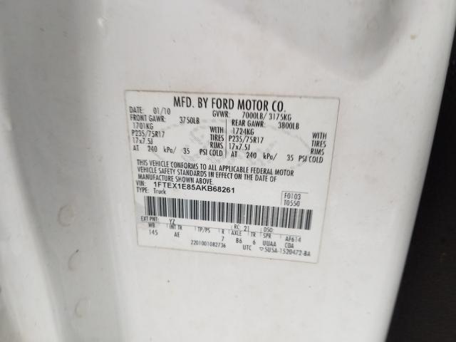 Photo 9 VIN: 1FTEX1E85AKB68261 - FORD F150 SUPER 