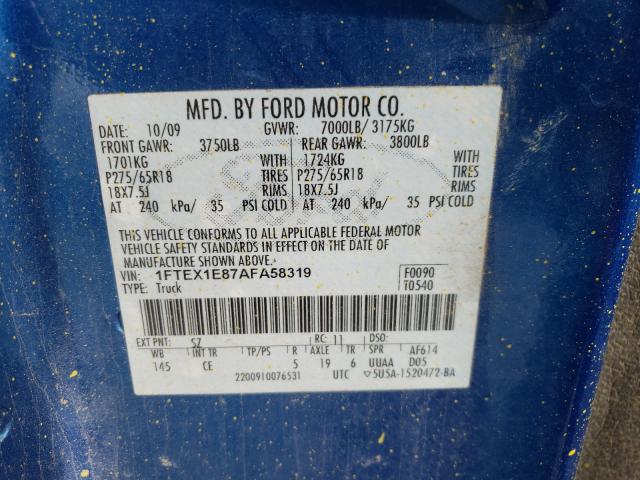 Photo 9 VIN: 1FTEX1E87AFA58319 - FORD F150 SUPER 