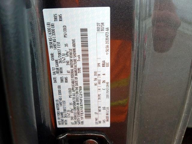 Photo 9 VIN: 1FTEX1E87HFC21769 - FORD F150 SUPER 