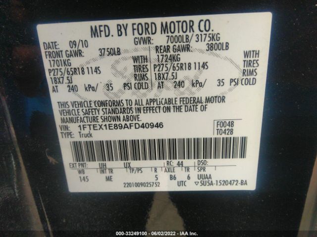 Photo 8 VIN: 1FTEX1E89AFD40946 - FORD F-150 