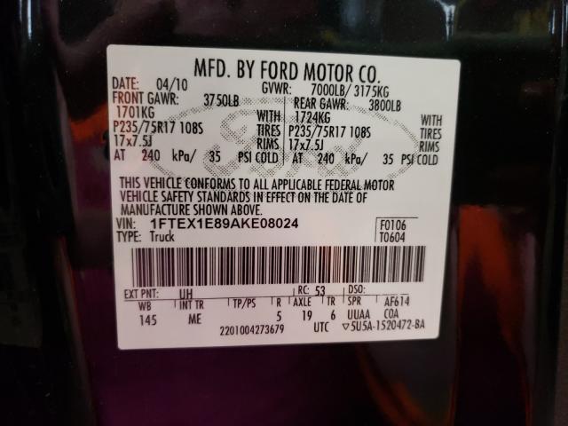 Photo 9 VIN: 1FTEX1E89AKE08024 - FORD F150 4X4 