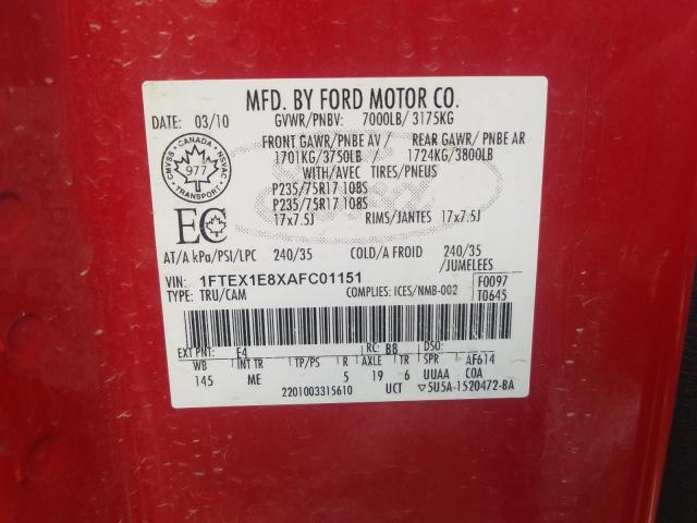 Photo 9 VIN: 1FTEX1E8XAFC01151 - FORD F150 SUPER 