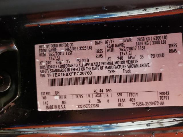 Photo 9 VIN: 1FTEX1E8XFFC20760 - FORD F150 SUPER 