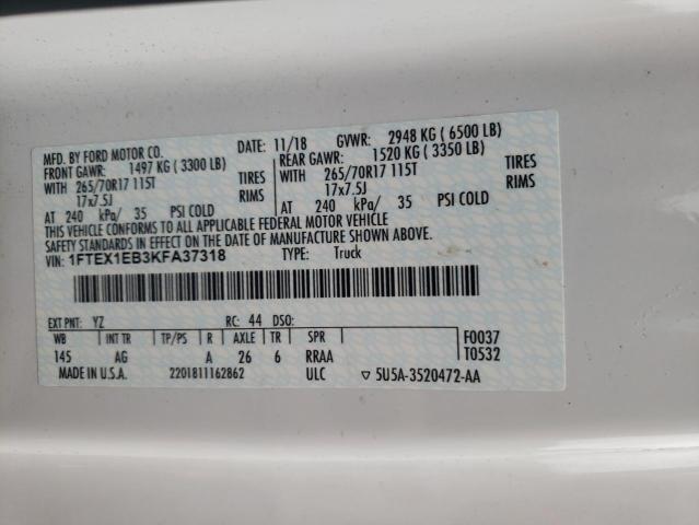 Photo 9 VIN: 1FTEX1EB3KFA37318 - FORD F150 SUPER 