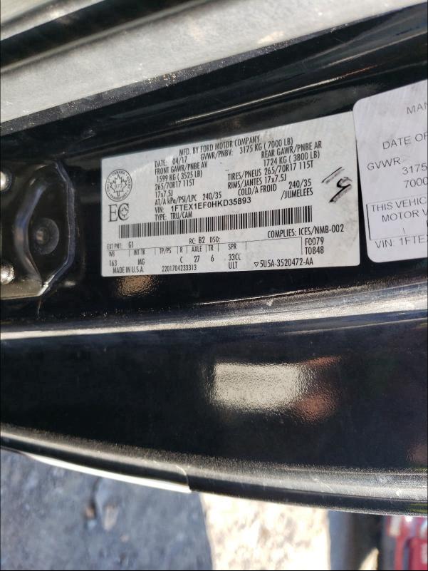 Photo 9 VIN: 1FTEX1EF0HKD35893 - FORD F150 SUPER 