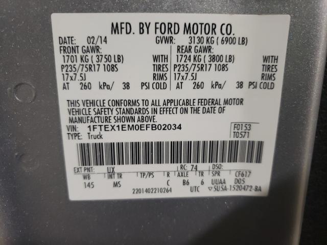 Photo 9 VIN: 1FTEX1EM0EFB02034 - FORD F150 SUPER 