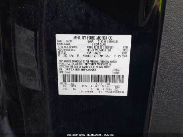 Photo 8 VIN: 1FTEX1EM3BFC09056 - FORD F-150 