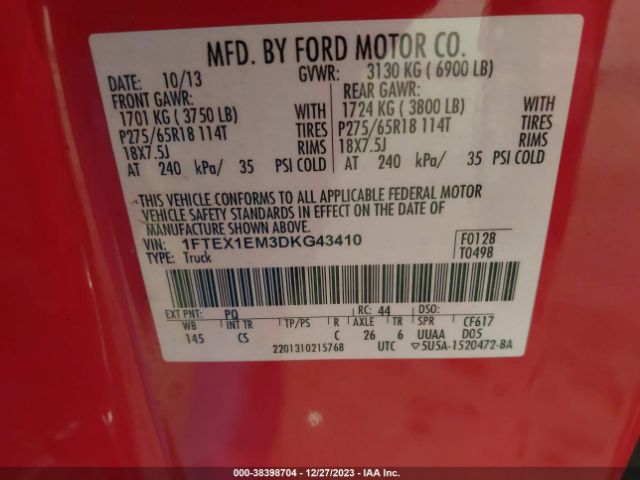 Photo 8 VIN: 1FTEX1EM3DKG43410 - FORD F-150 