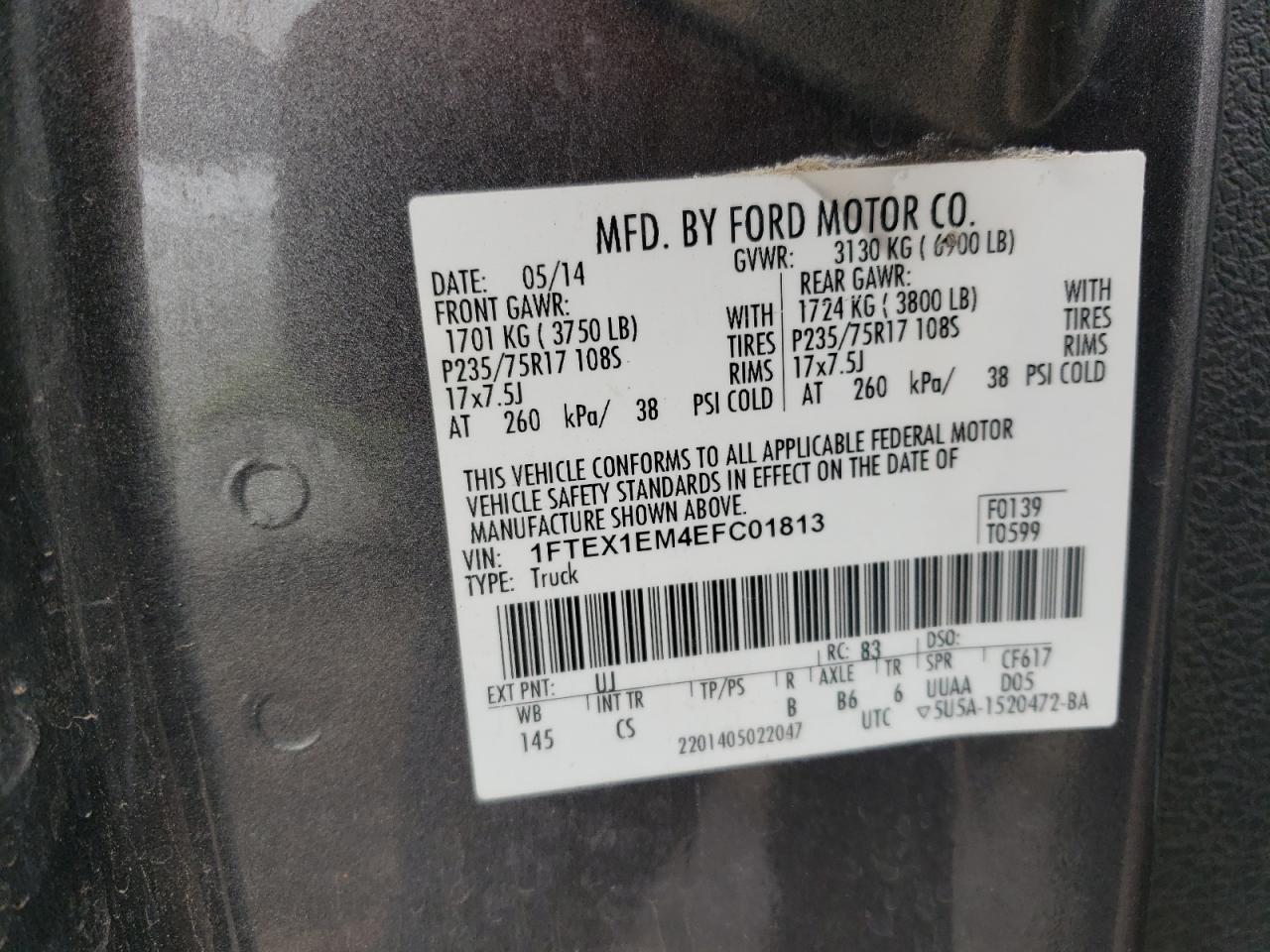 Photo 12 VIN: 1FTEX1EM4EFC01813 - FORD F-150 