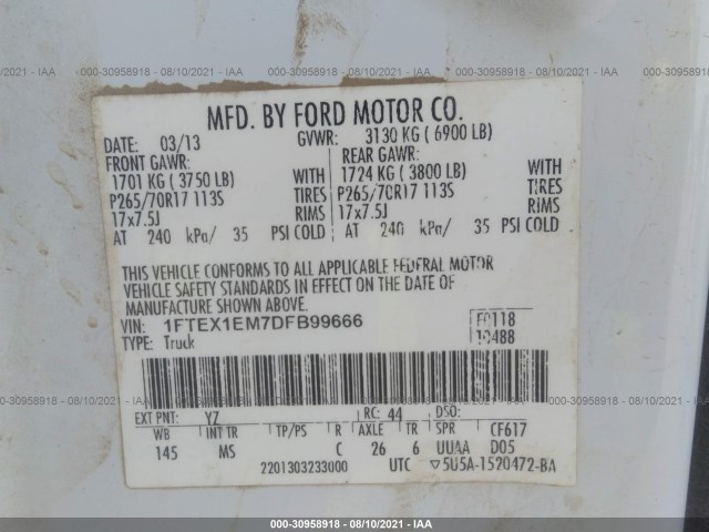 Photo 8 VIN: 1FTEX1EM7DFB99666 - FORD F-150 