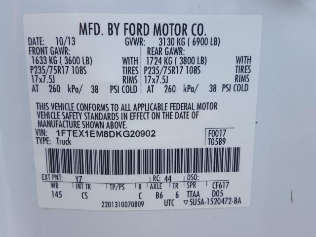 Photo 9 VIN: 1FTEX1EM8DKG20902 - FORD F150 SUPER 