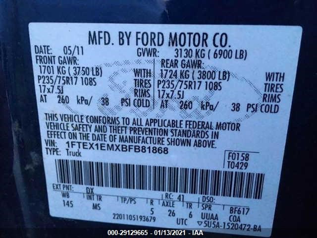 Photo 8 VIN: 1FTEX1EMXBFB81868 - FORD F-150 