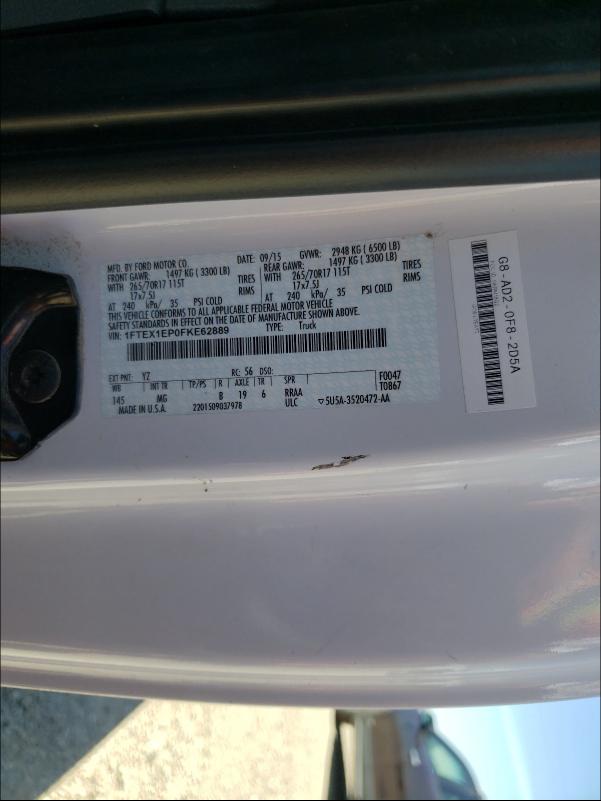 Photo 9 VIN: 1FTEX1EP0FKE62889 - FORD F150 SUPER 