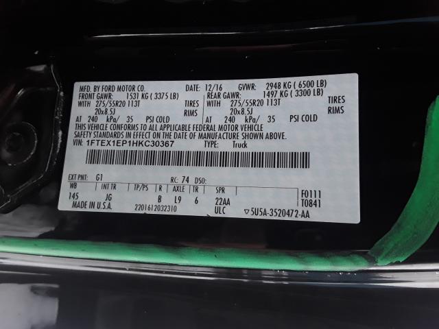 Photo 9 VIN: 1FTEX1EP1HKC30367 - FORD F150 SUPER 