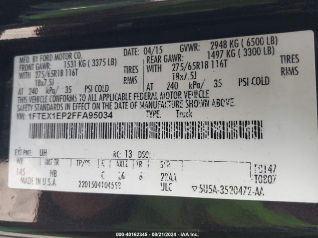 Photo 8 VIN: 1FTEX1EP2FFA95034 - FORD F-150 