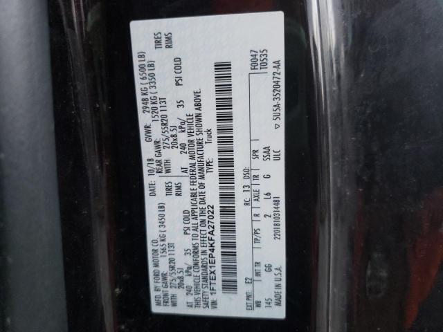 Photo 9 VIN: 1FTEX1EP4KFA27022 - FORD F150 SUPER 