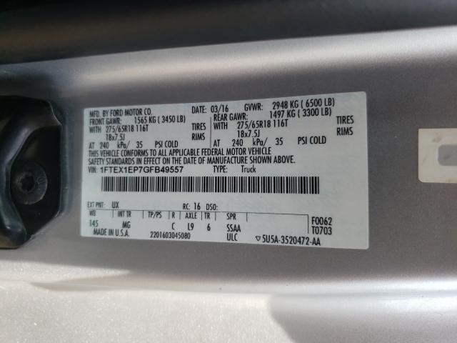 Photo 9 VIN: 1FTEX1EP7GFB49557 - FORD F150 SUPER 