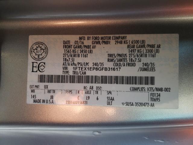 Photo 9 VIN: 1FTEX1EP8GFB31617 - FORD F150 SUPER 