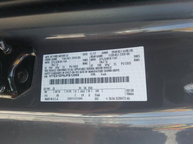 Photo 9 VIN: 1FTEX1EP8JFB12069 - FORD F150 SUPER 