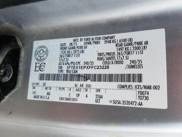 Photo 9 VIN: 1FTEX1EPXFFC23228 - FORD F150 SUPER 