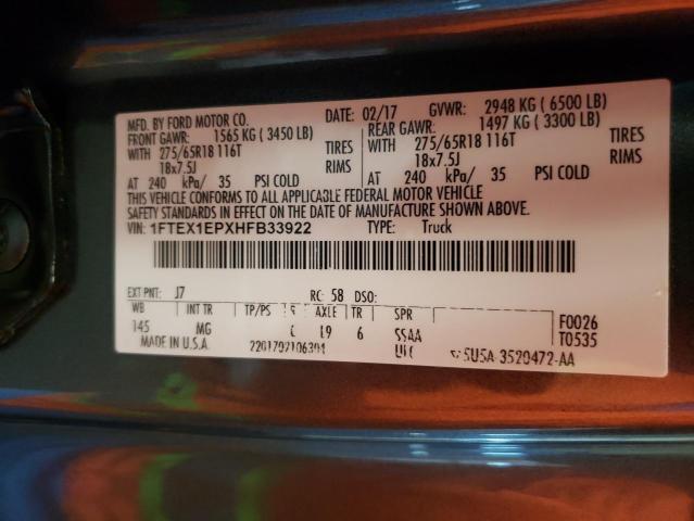 Photo 9 VIN: 1FTEX1EPXHFB33922 - FORD F150 SUPER 