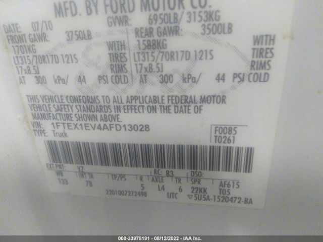 Photo 8 VIN: 1FTEX1EV4AFD13028 - FORD F-150 